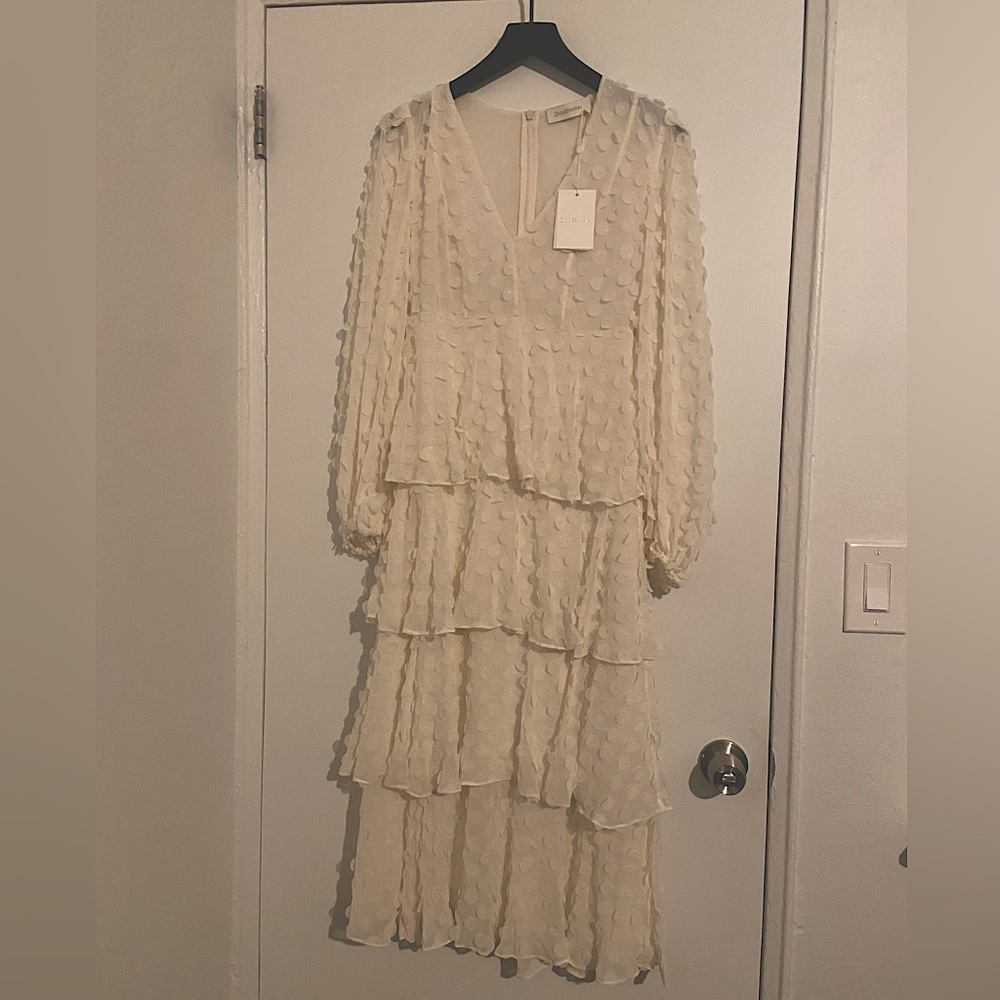 Zimmermann Ecru Tiered Appliquéd Georgette Midi Size 0